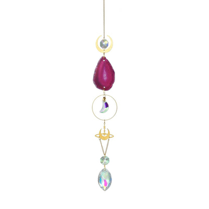 Colorful Agate Sun Moon Crystal Suncatcher