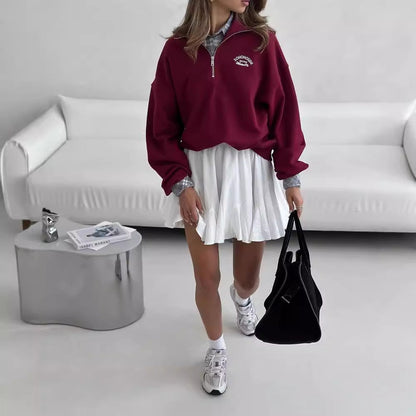 Vintage Letter Print Lapel Hoodie