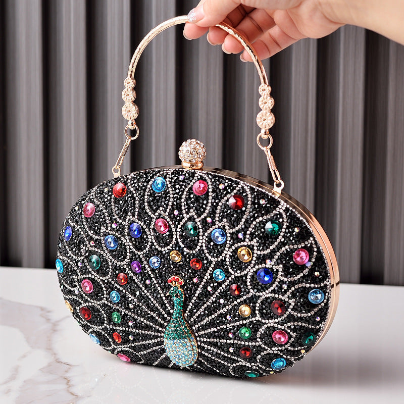 Peacock Rhinestone Elegant Party Evening Handbag