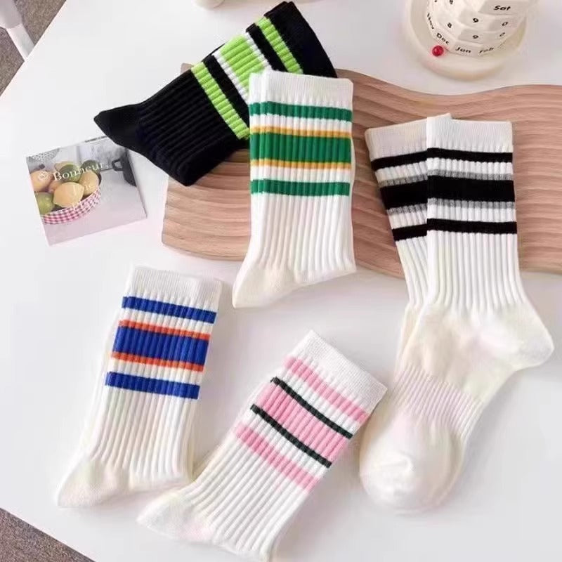 Striped Color Block Caual Socks