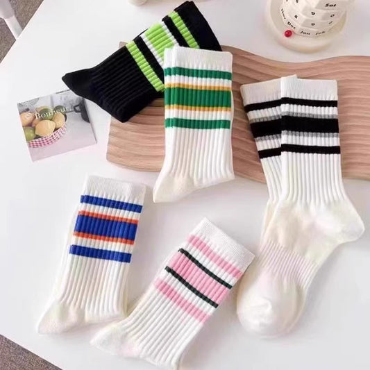 Striped Color Block Caual Socks
