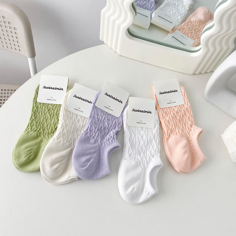 Twist Solid Color Sweet Low Ankle Socks