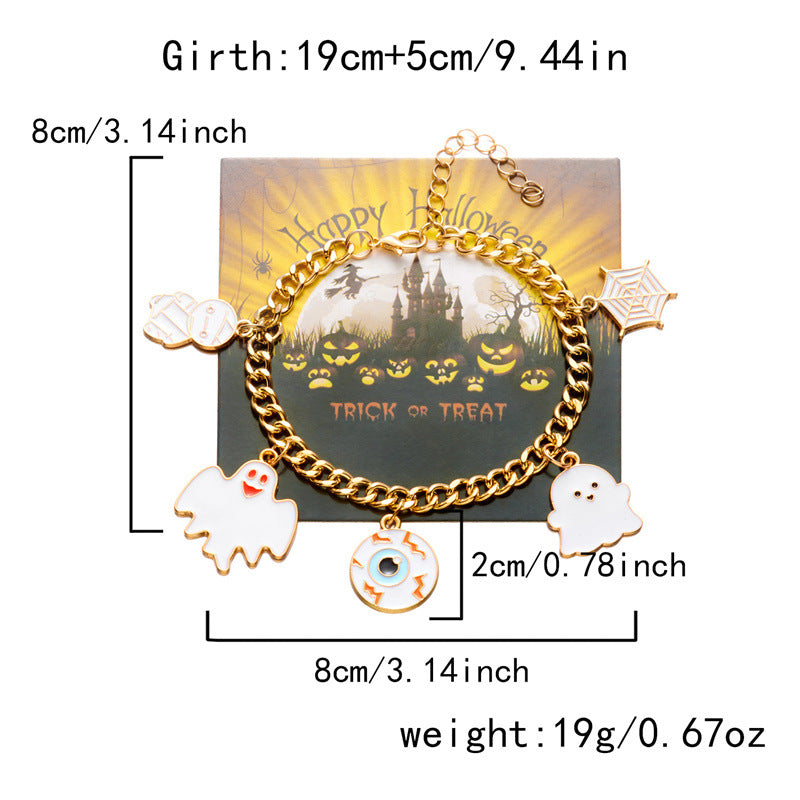 Cute Pumpkin Ghost Halloween Charm Bracelet