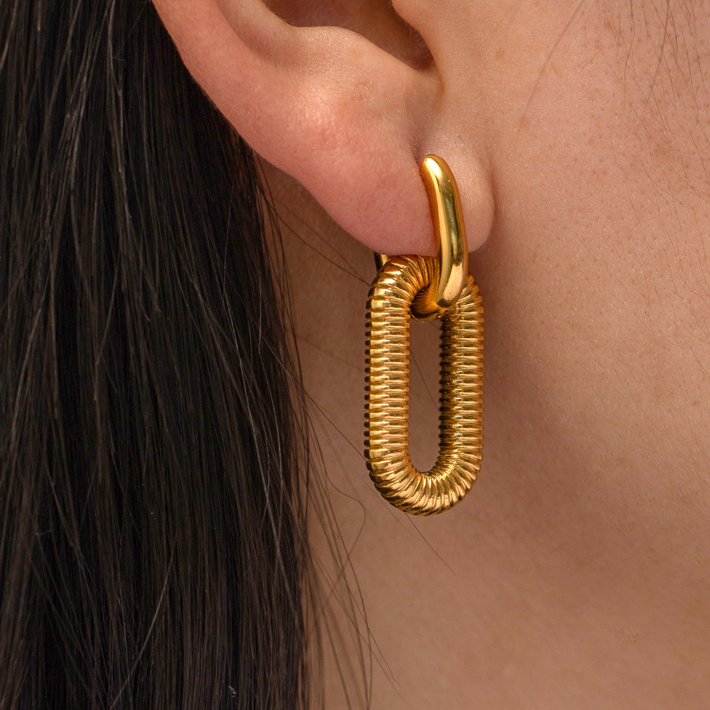 Gold Plated Stainless Steel Chain Hoop Earrings