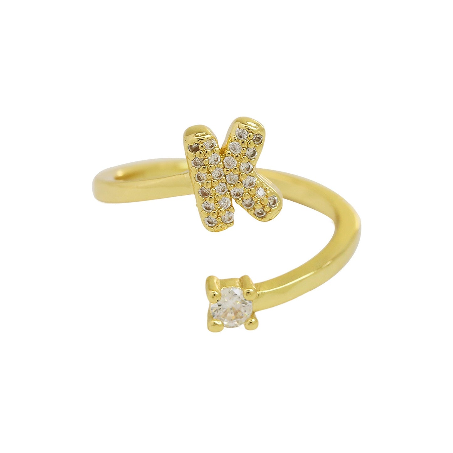 Letters A–Z Sparkling Zircon Adjustable Ring