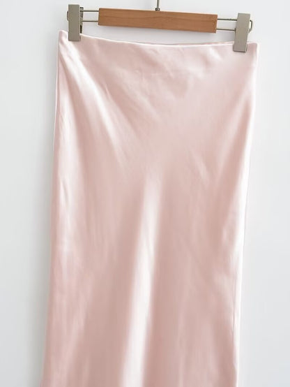Elegant Solid Color Satin Mermaid Maxi Skirt
