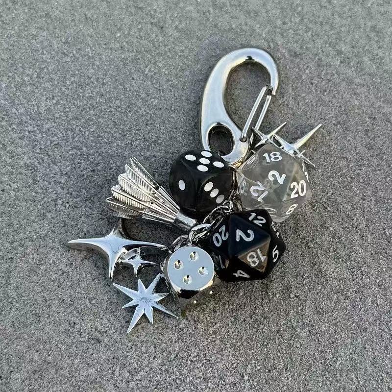 Simple Dice Star Braided Keychain Bag Charm