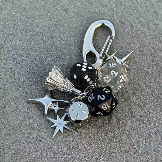 Simple Dice Star Braided Keychain Bag Charm
