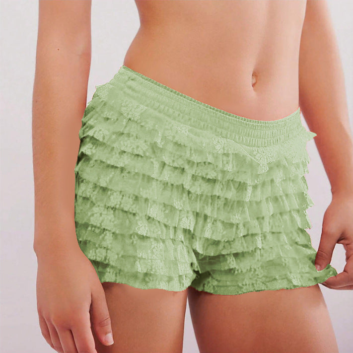 Ruffle Solid Color Low Waist Shorts