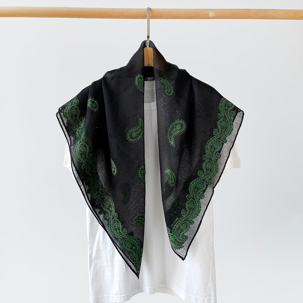 Vintage Burnout Paisley Square Satin Scarf