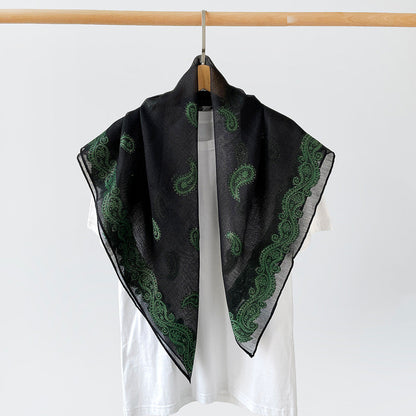 Vintage Burnout Paisley Square Satin Scarf