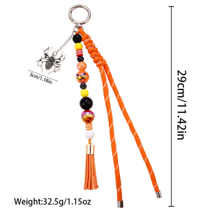 Halloween Cartoon Skull Beads Braided Bag Charm