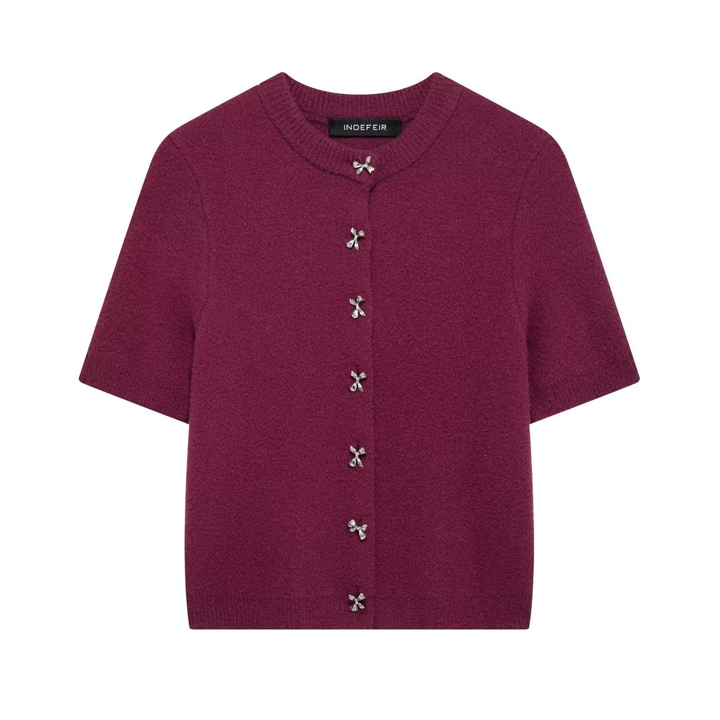 Classic Bow Button Down Knit Cardigan Top