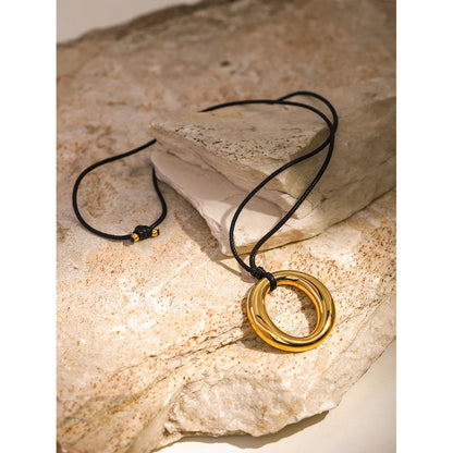 Simple Round Cutout Titanium Necklace