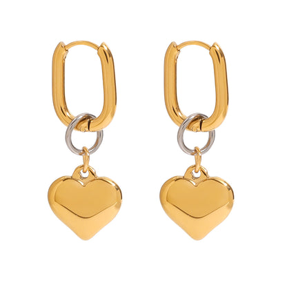 Love Pendant Cute Hoop Earrings