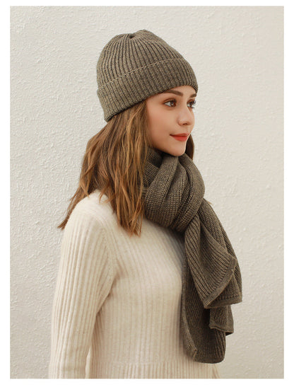 Solid Color Ribbed Simple Knit Scarve