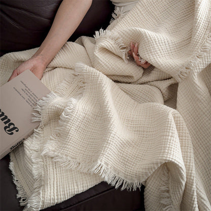 Cozy Solid Color Knit Woven Gauze Blanket