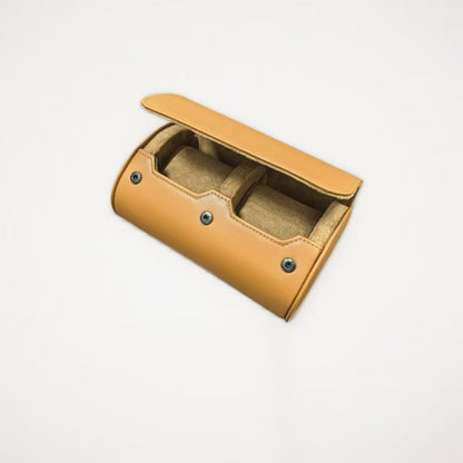 Solid Color PU Leather Watch Roll Case