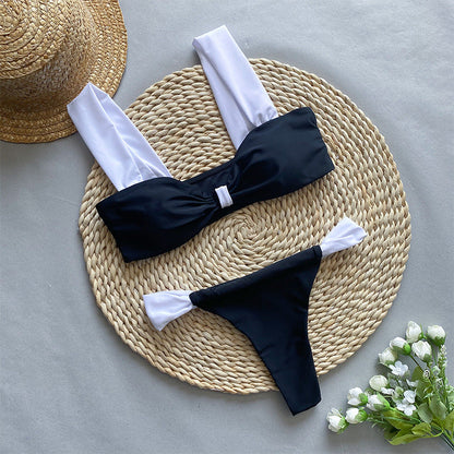 2PCS Color Block Splicing Bikini Sexy Swimwear