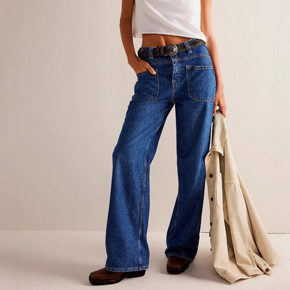 Washed Street Straight Leg Jeans