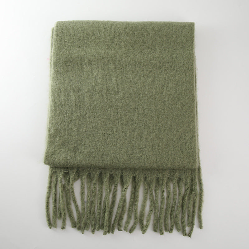 2+ Solid Color Tassel Mohair Scarves