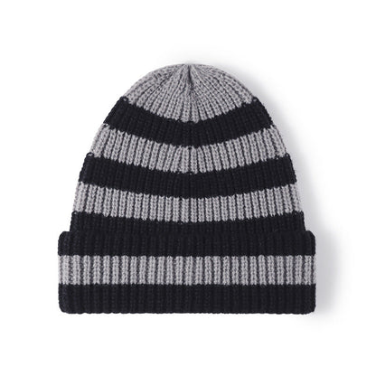 Trendy Striped Color Block Thicken Cuff  Beanie