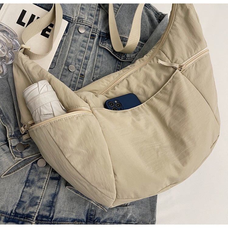 Casual Solid Color Nylon Shoulder Bag