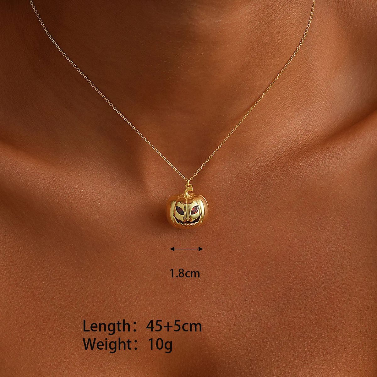 Halloween Spooky Rhinestone Pumpkin Necklace