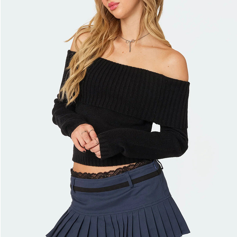 Sexy Solid Color Off Shoulder Knited Top