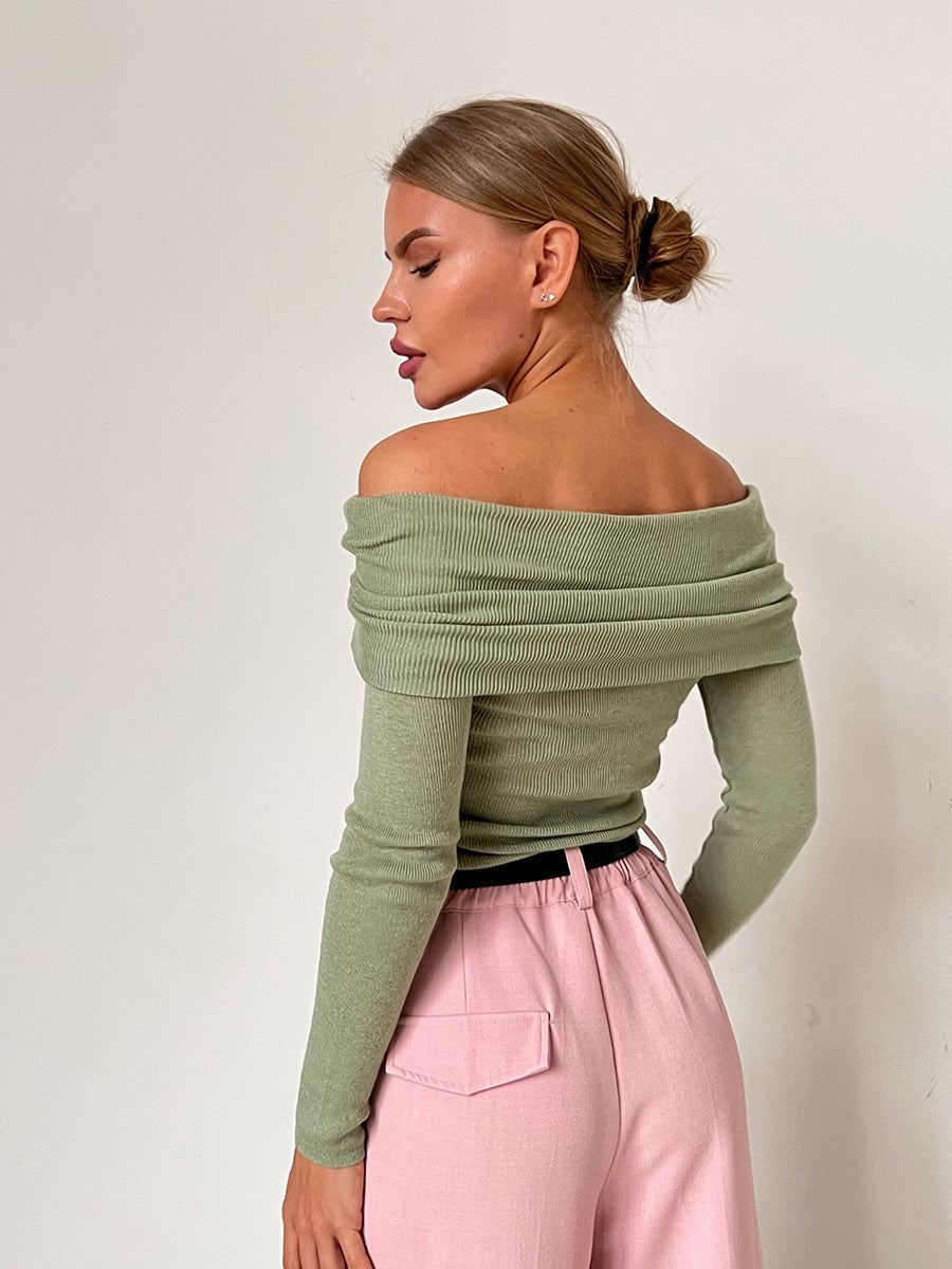 Off Shoulder Sexy Solid Color Knit Top