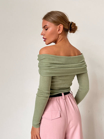 Off Shoulder Sexy Solid Color Knit Top