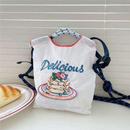 Mini Embrodered Nylon Shopping Shoulder Bag