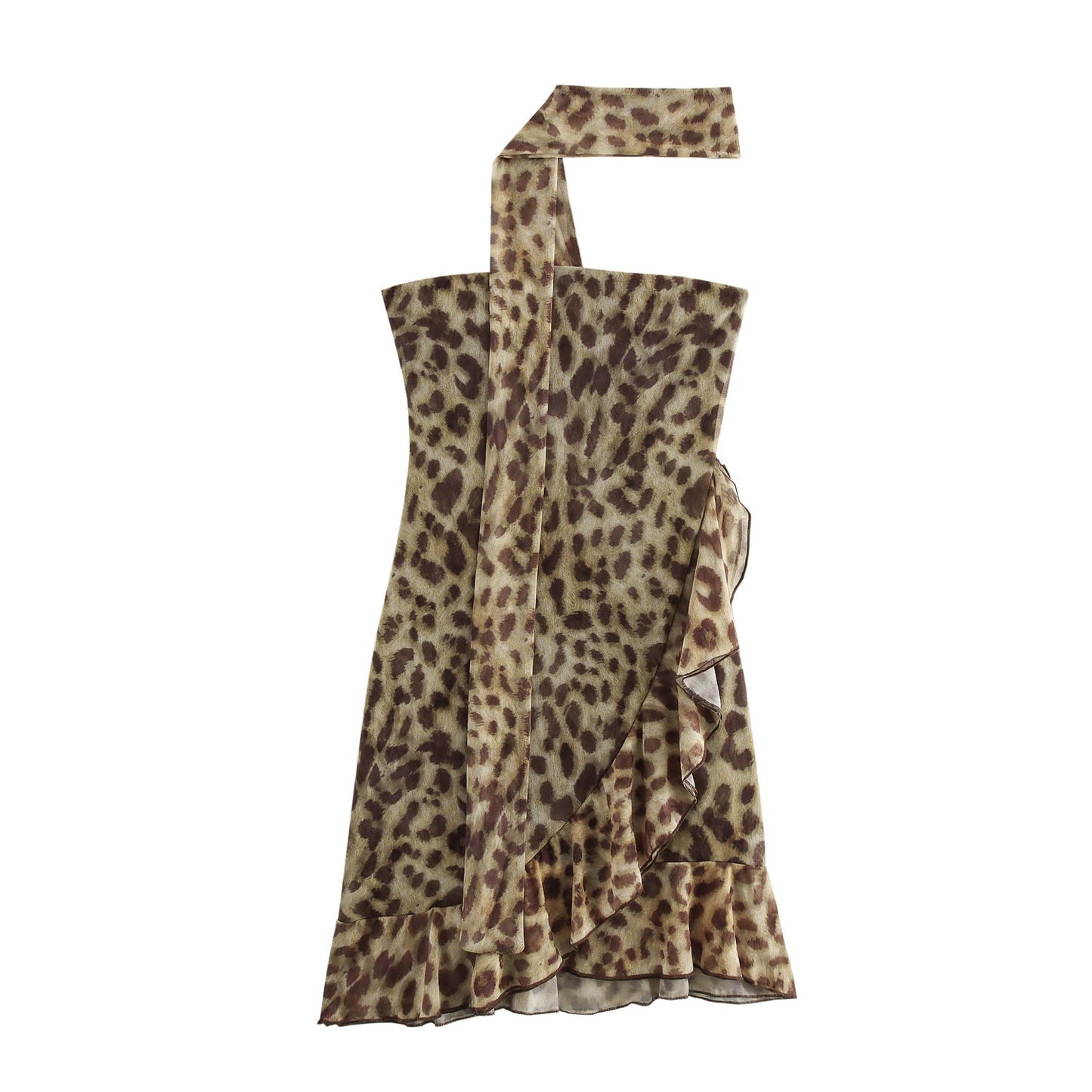 Vintage Striped Print Layered Halter Mini Dress