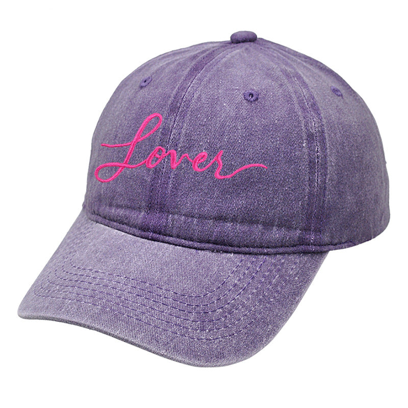 Letter Embroidered Washed Simple Baseball Caps