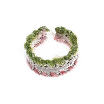 Colorful Yarn Wrapped Open Wide Ring