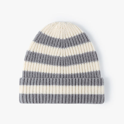 Trendy Striped Color Block Thicken Cuff  Beanie