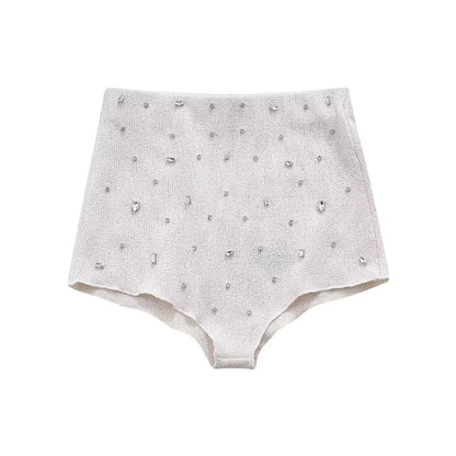 Sexy Rhinestone Halter Top Triangle Shorts Set