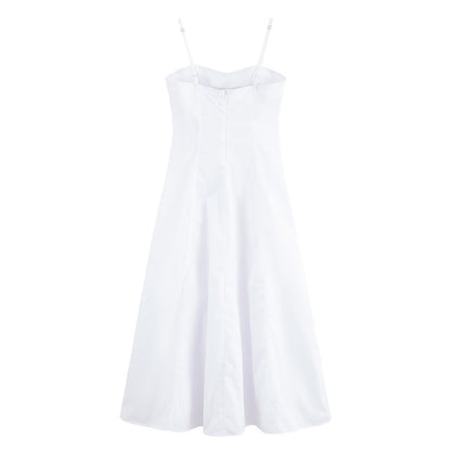 Slim Solid Color Spaghetti Midi Dresses