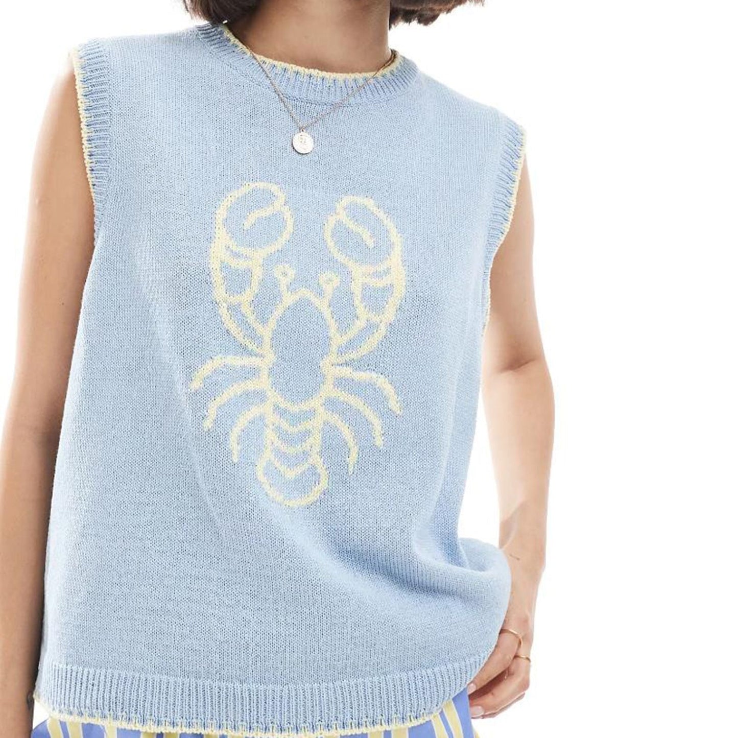 Round Neck Cartoon Jacquard Sleeveless Vest