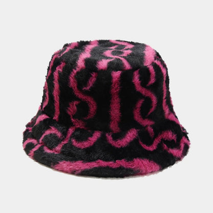 Striped Warm Plush Casual Bucket Hats