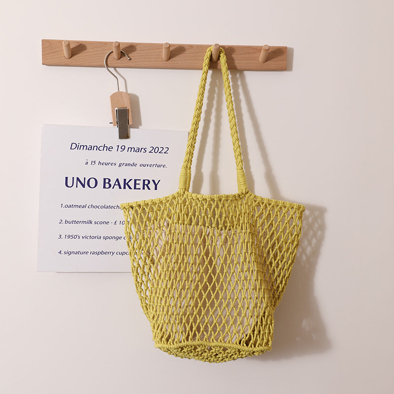 Simple Solid Color Casual Woven Shoulder Bag