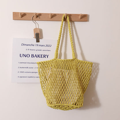 Simple Solid Color Casual Woven Shoulder Bag