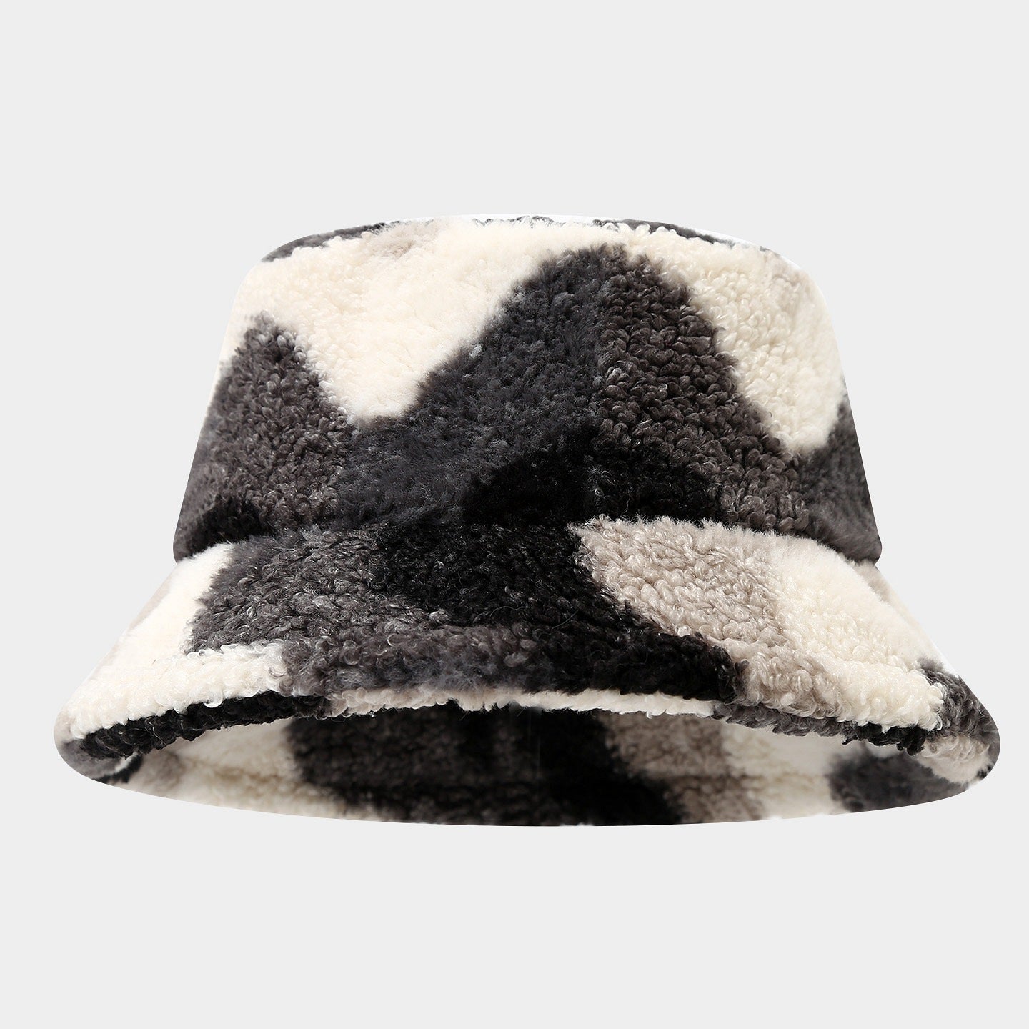 Cute Color Contrast Faux Sherpa Bucket Hat
