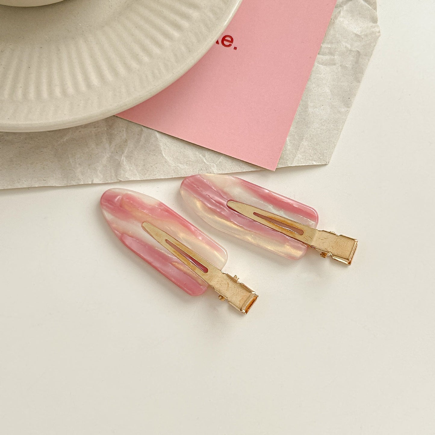 2+ 2Pcs Simple Sweet Pink Hair Clips