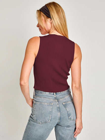 Crew Neck Hollow Out Bow Vest Top