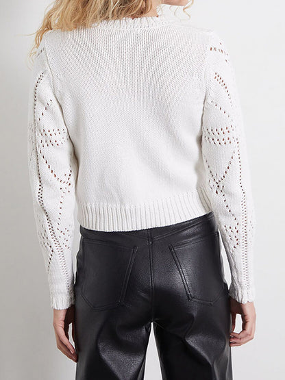 Simple V-Neck Button Down Cropped Cardigan