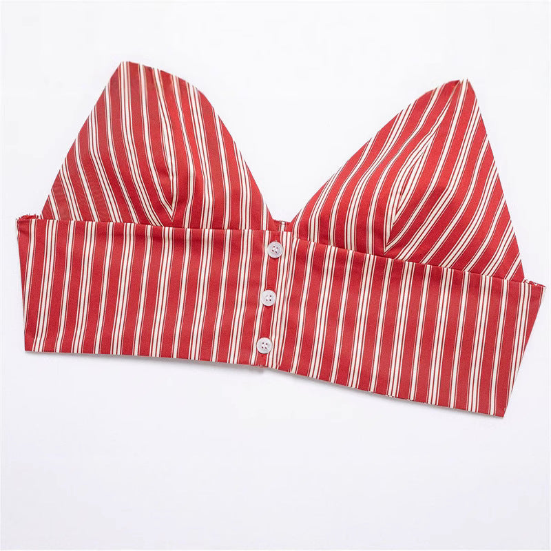 Sexy Striped Sleeveless Top A-Line Skirt Set