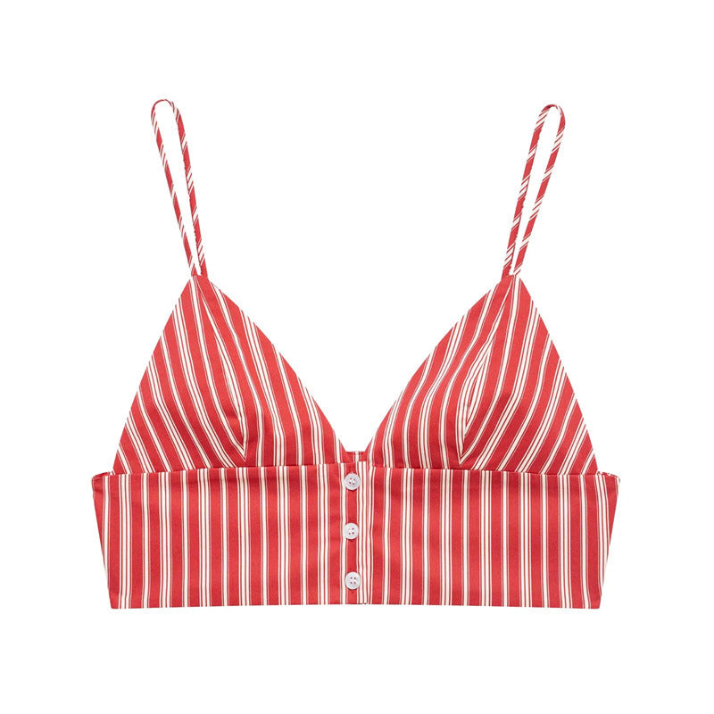 Sexy Striped Sleeveless Top A-Line Skirt Set