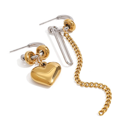 Love Pendant Chain Irregualr Drop Earrings