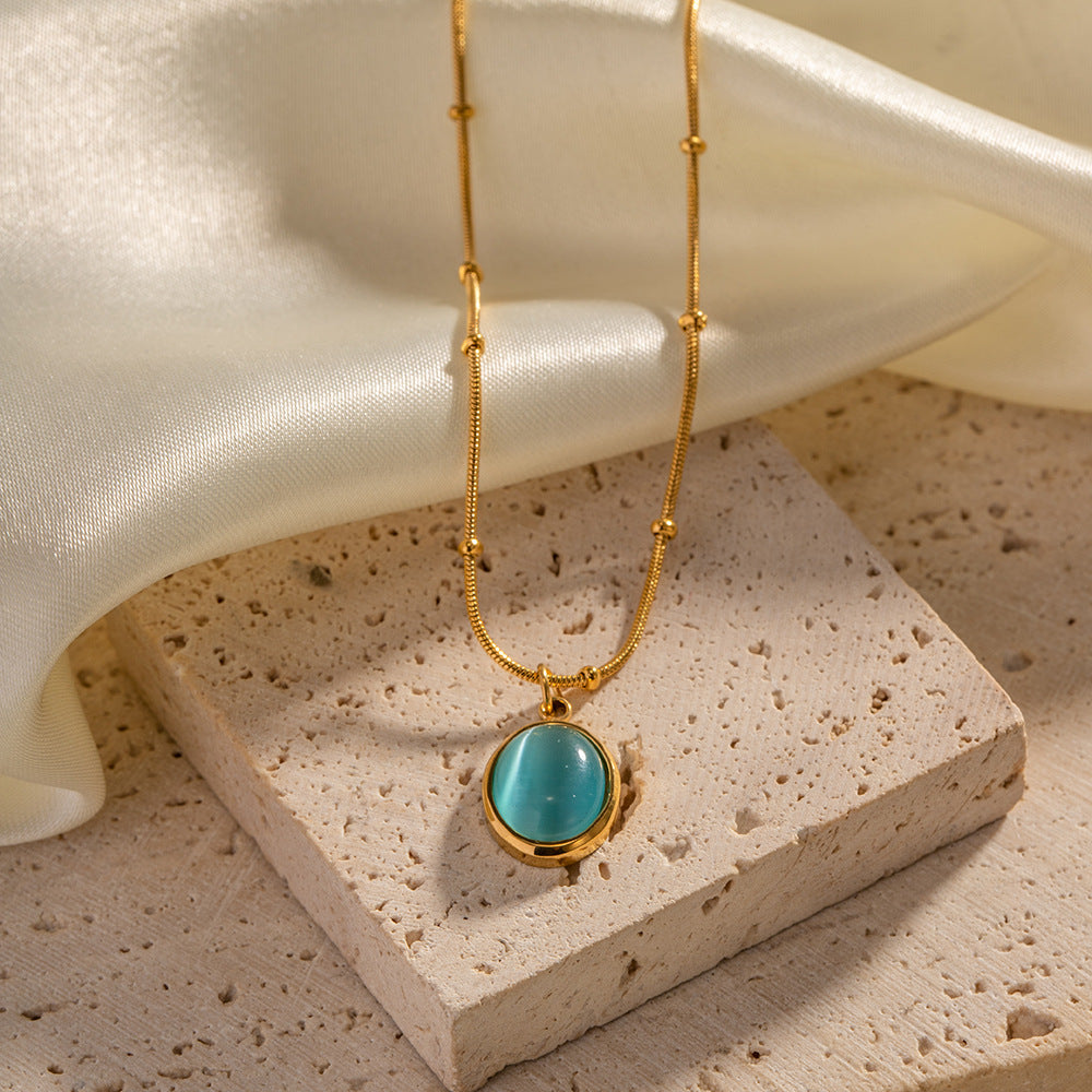 Vintage Blue Stone Pendant Necklace